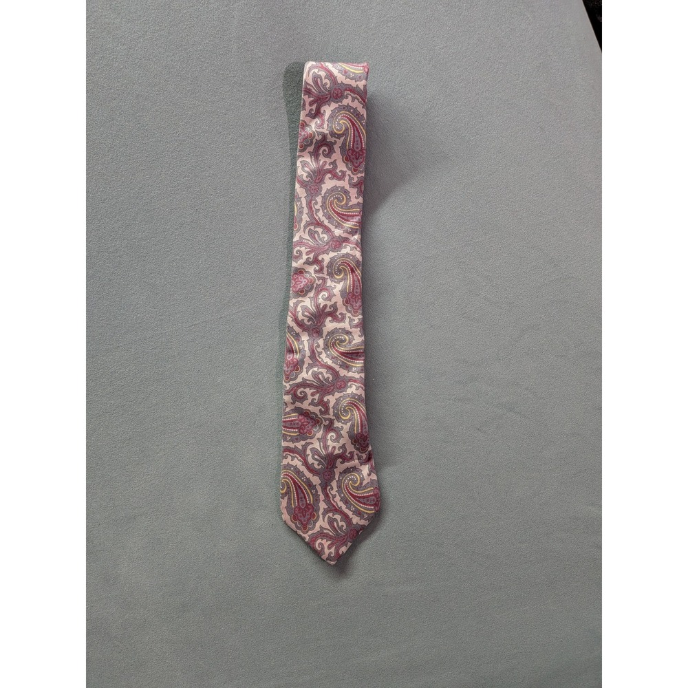 Neil Martin Vintage Silk Paisley Tie Pink Burgundy Gold Made in USA
